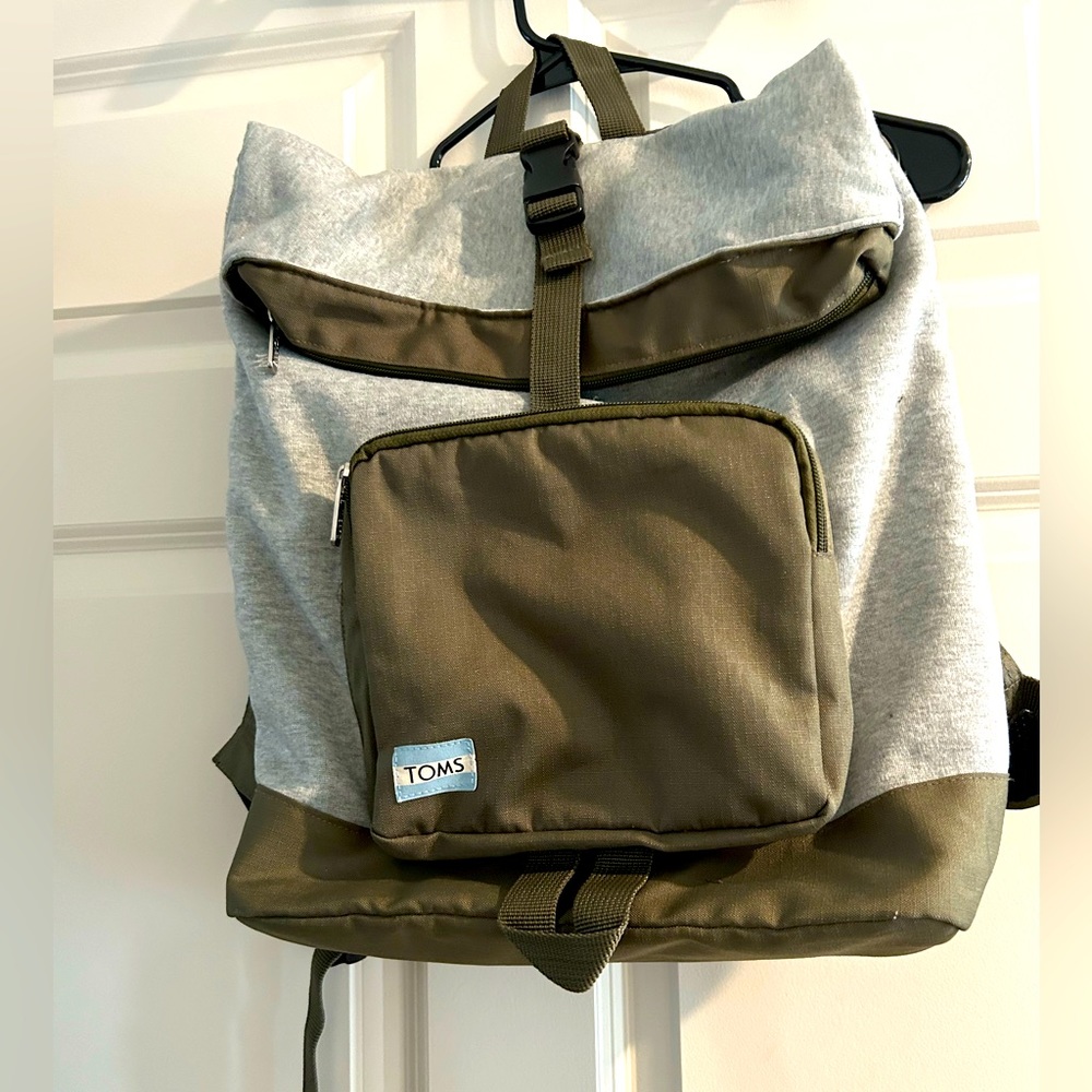 Toms backpack with laptop sleeve inside.